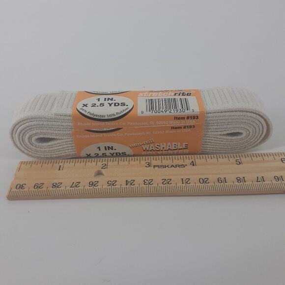 Stretchrite Non-roll Washable Polyester Elastic 1 in. x 2.5 Yds White wide - Picture 7 of 10